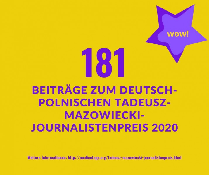 Begehrte Preise: 181 Beiträge im Rennen um den Deutsch-Polnischen Tadeusz-Mazowiecki-Journalistenpreis 2020 – Preisgeld je Kategorie 5.000 Euro